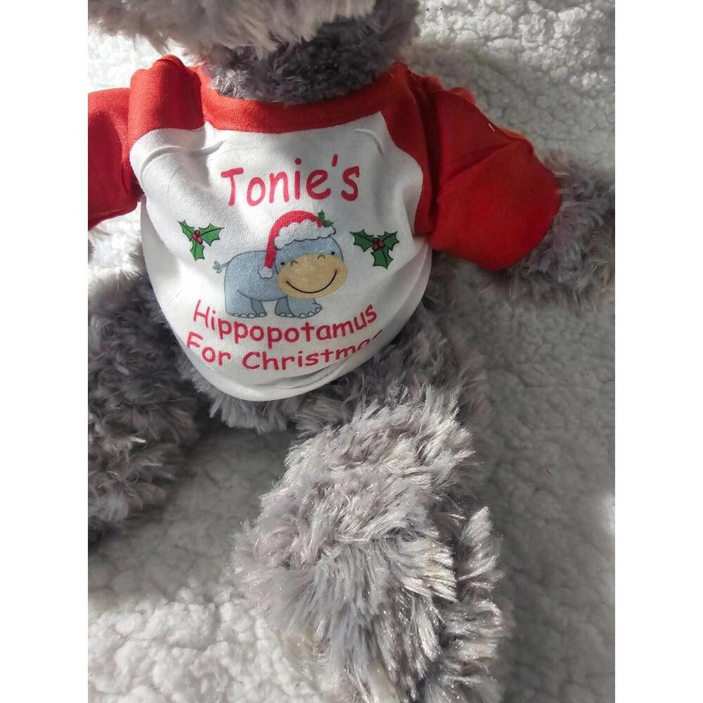 New Aurora Hippo Hippopotamus Plush Tonies Christmas Gray Bean Bag Hat & Top 9" - Picture 4 of 12